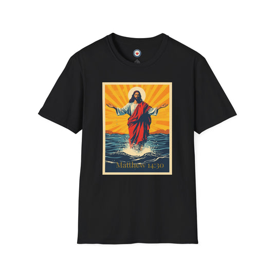 Jesus Walking on Water Pop art T-Shirt – Matthew 14:30 Christian Faith Tee