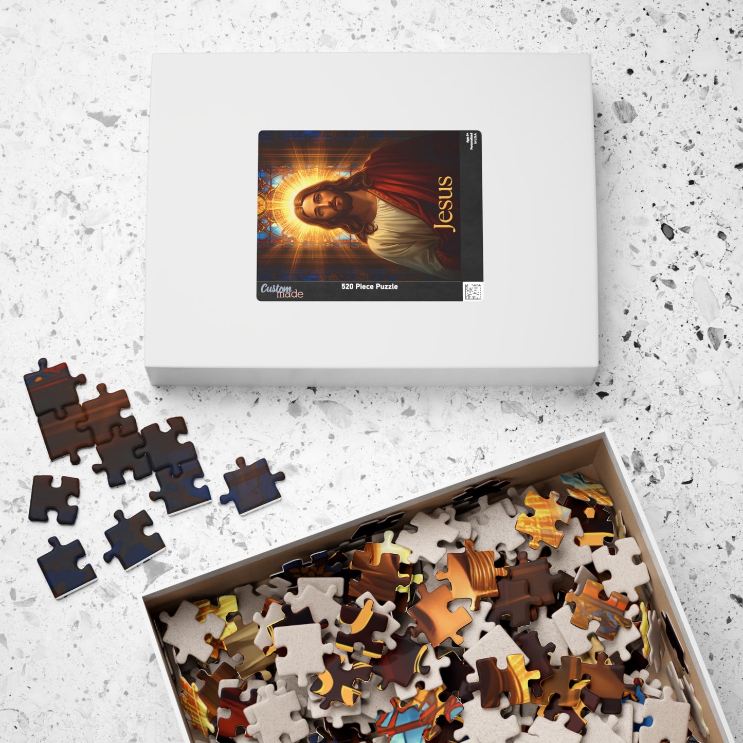 Jesus Portrait Puzzle Glass Art — (110/252/520/1014 pcs)