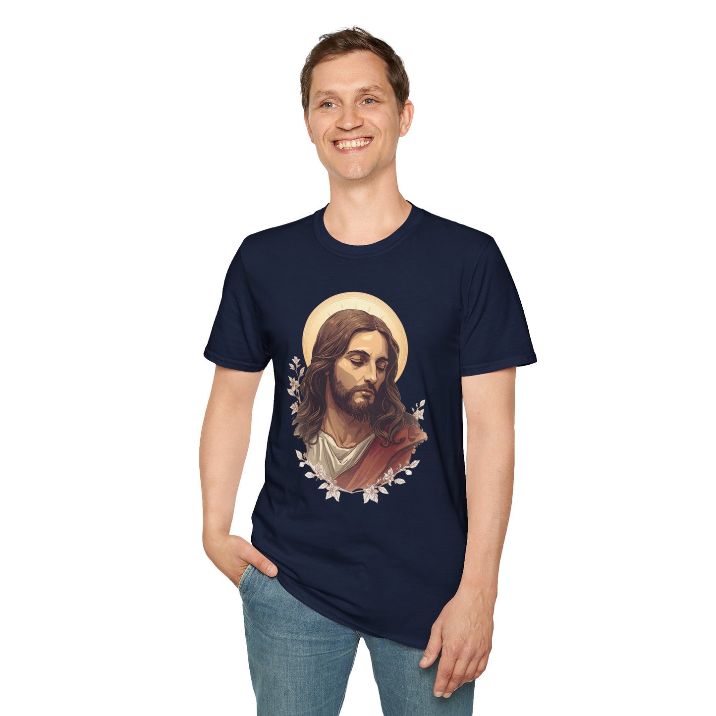 Jesus Portrait Oil Art T-Shirt — Religious Christian Graphic Tee