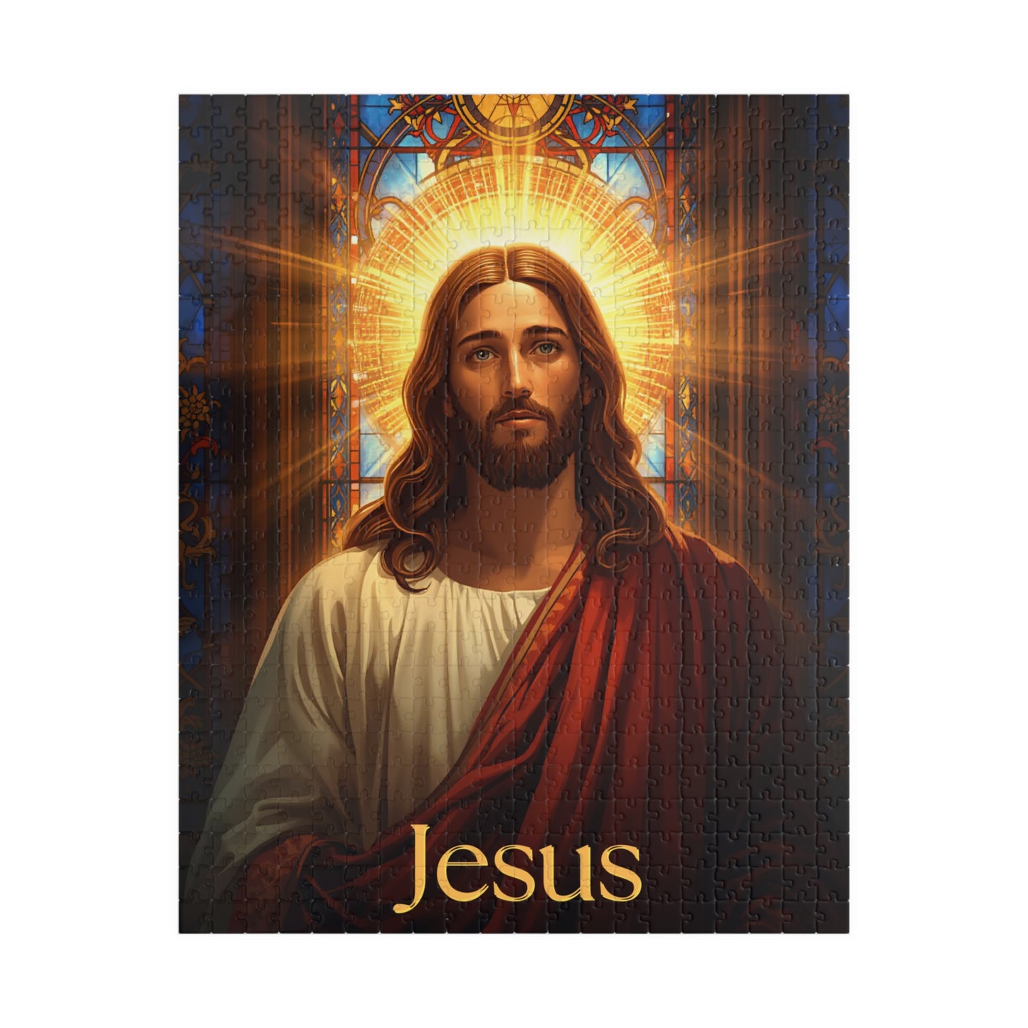 Jesus Portrait Puzzle Glass Art — (110/252/520/1014 pcs)
