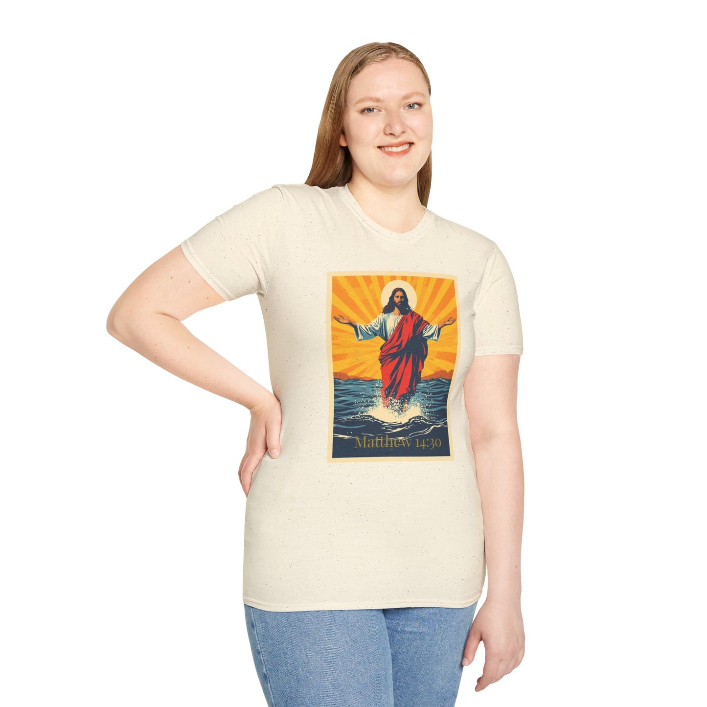 Jesus Walking on Water Pop art T-Shirt – Matthew 14:30 Christian Faith Tee
