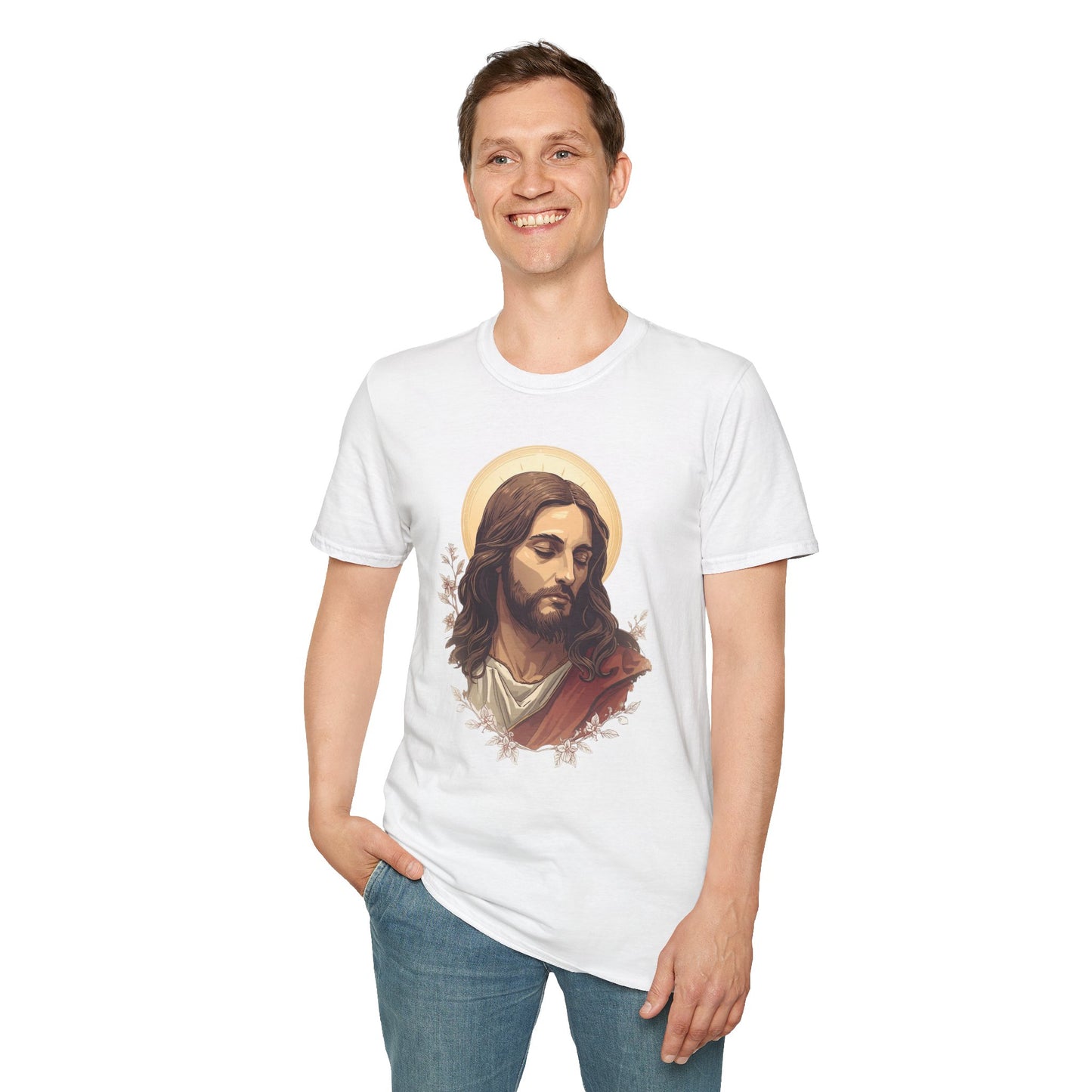 Jesus Portrait Oil Art T-Shirt — Religious Christian Graphic Tee