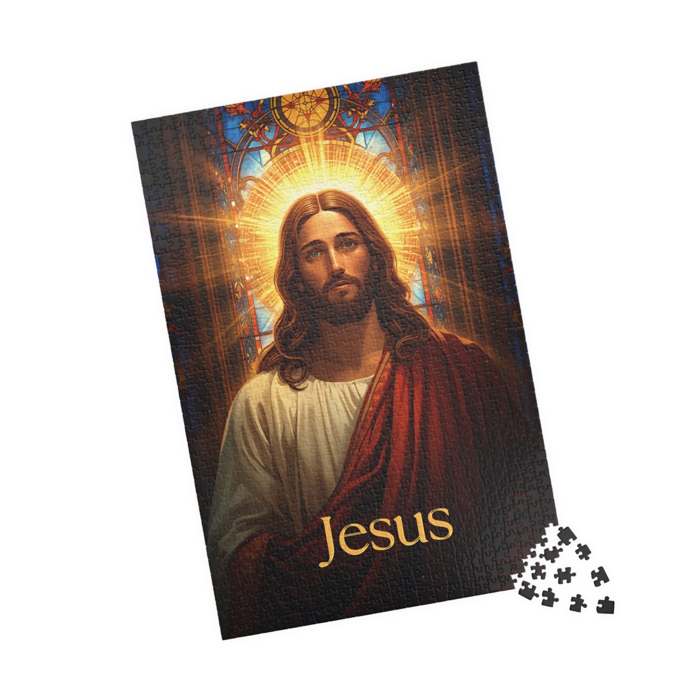 Jesus Portrait Puzzle Glass Art — (110/252/520/1014 pcs)