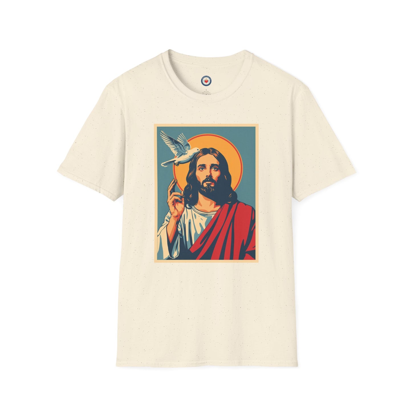 Jesus with Dove Graphic T-Shirt – Retro Halo Christian Tee