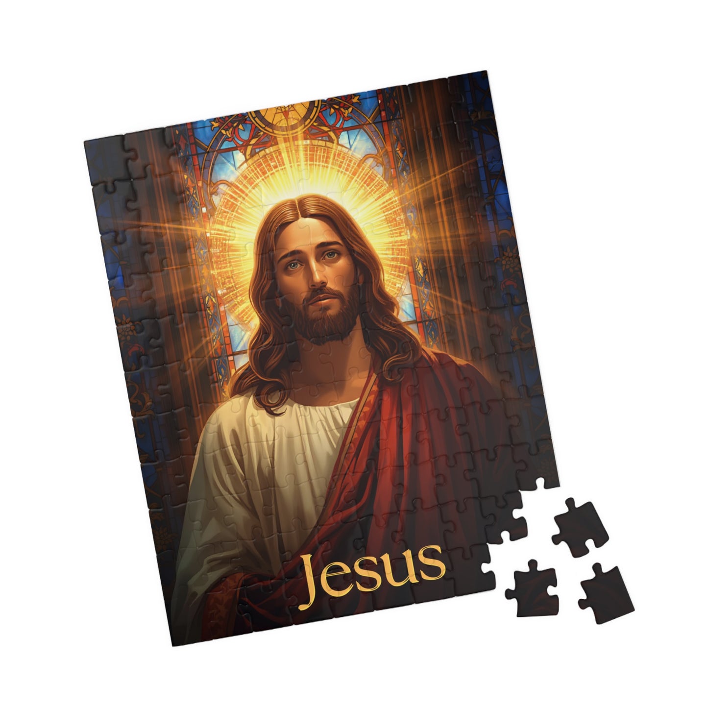 Jesus Portrait Puzzle Glass Art — (110/252/520/1014 pcs)