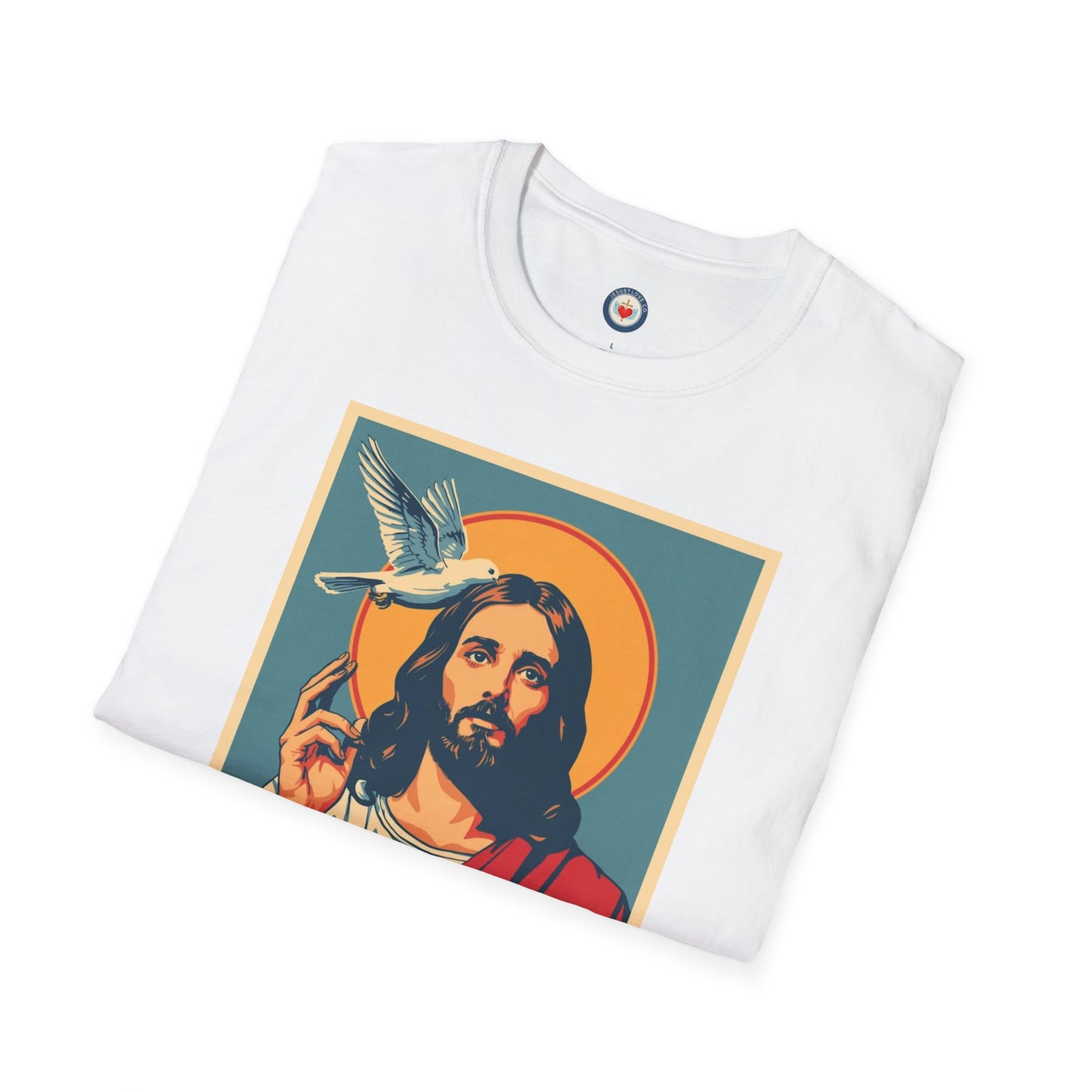 Jesus with Dove Graphic T-Shirt – Retro Halo Christian Tee