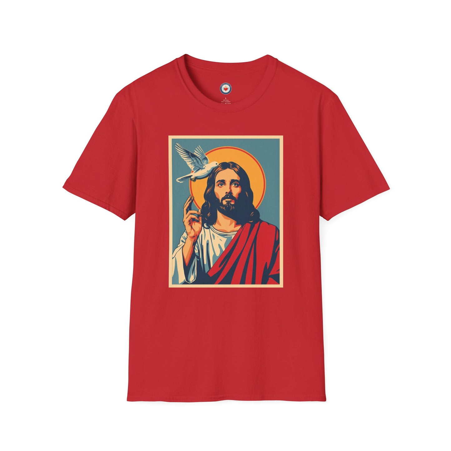 Jesus with Dove Graphic T-Shirt – Retro Halo Christian Tee