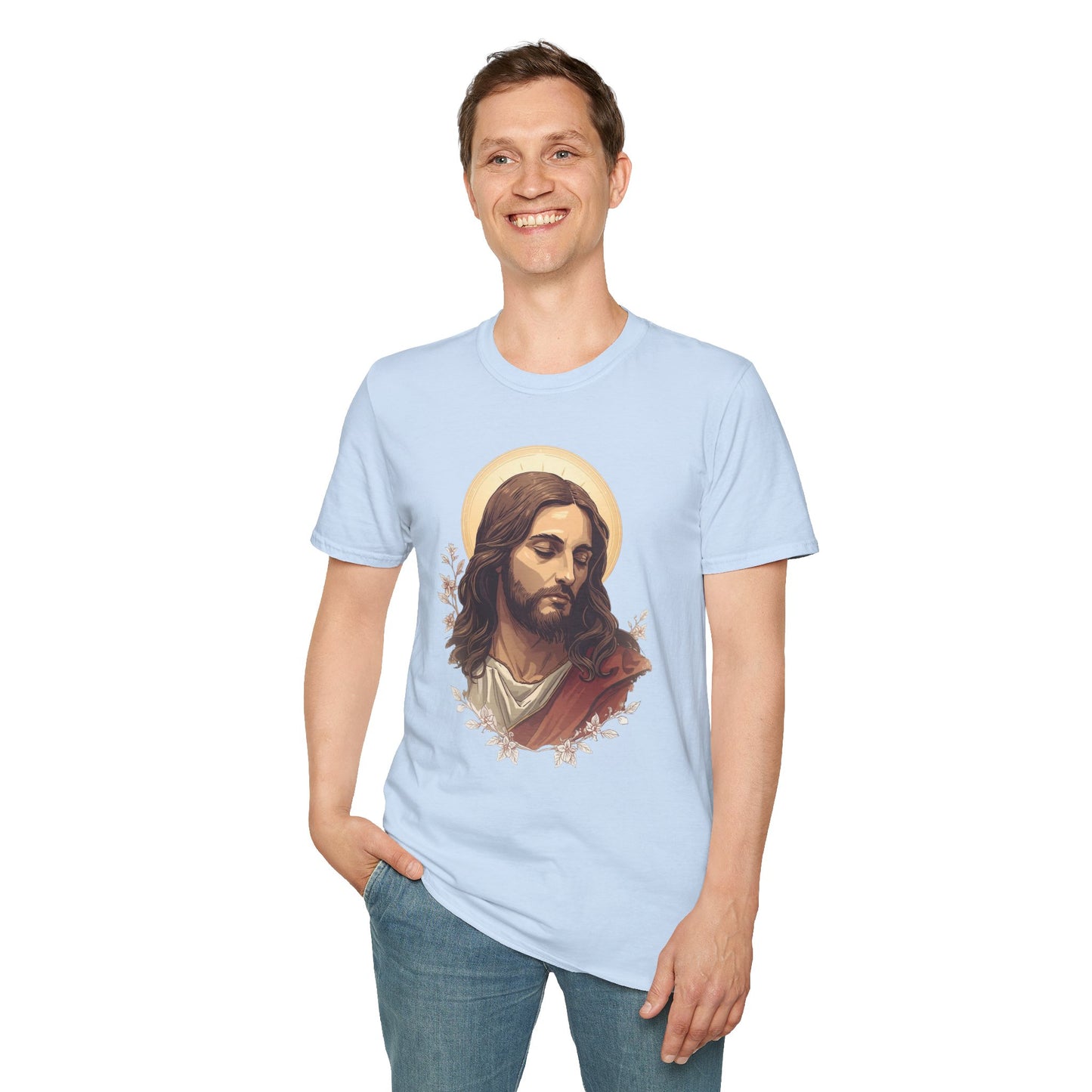 Jesus Portrait Oil Art T-Shirt — Religious Christian Graphic Tee