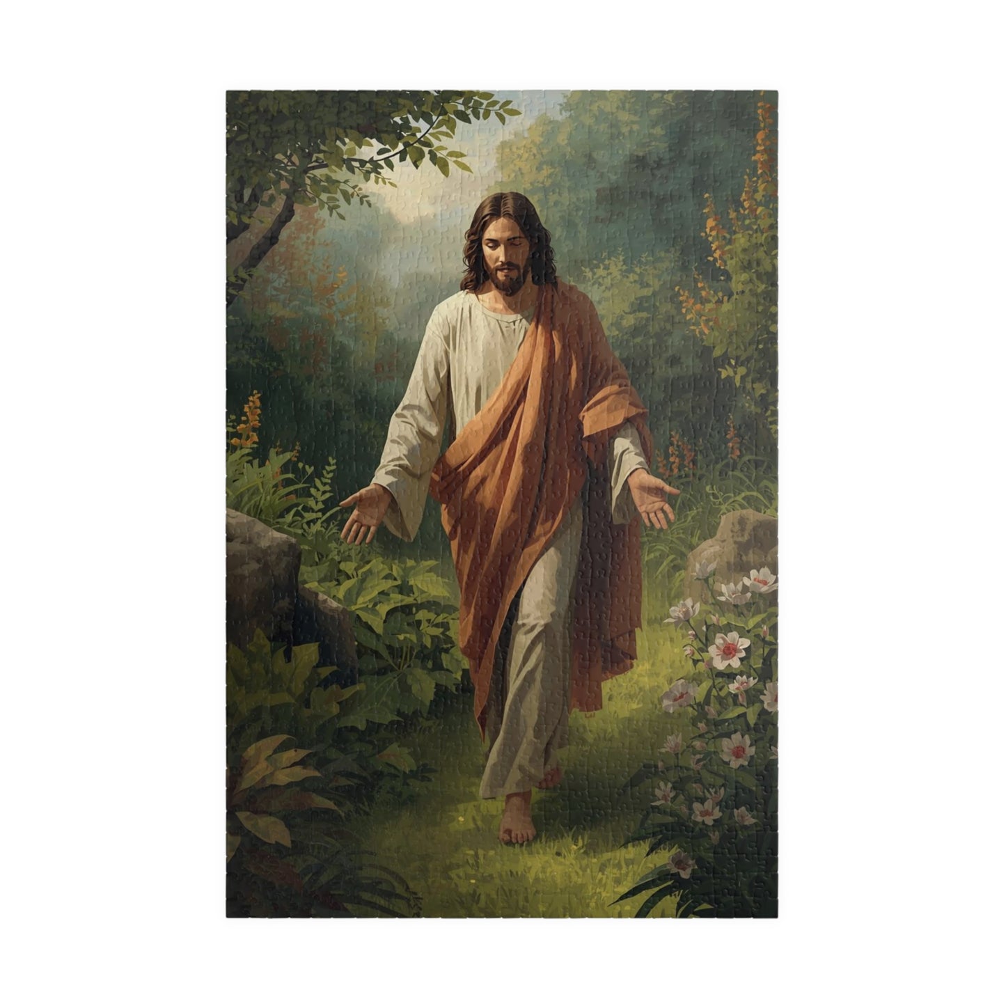 Jesus Walking in Garden Puzzle — Christian Religious Jigsaw (110/252/520/1014 pcs)