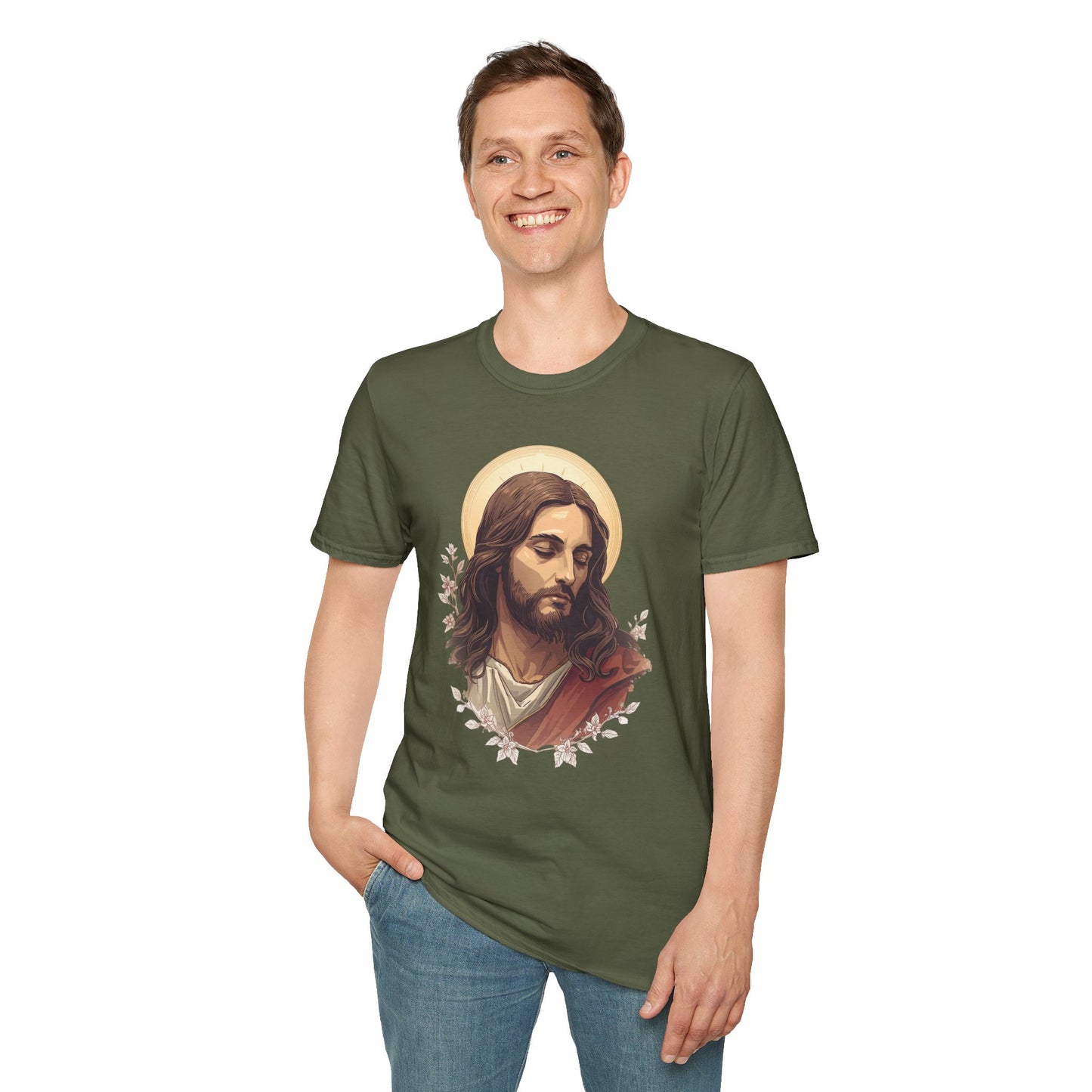 Jesus Portrait Oil Art T-Shirt — Religious Christian Graphic Tee