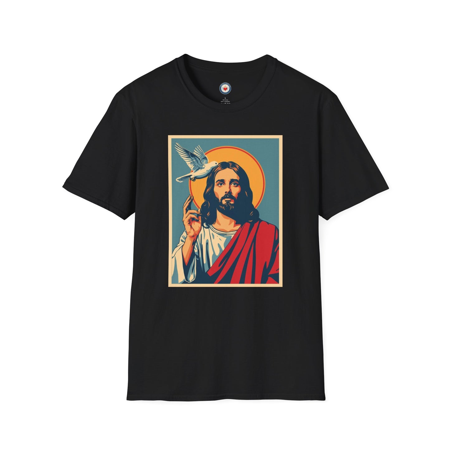 Jesus with Dove Graphic T-Shirt – Retro Halo Christian Tee