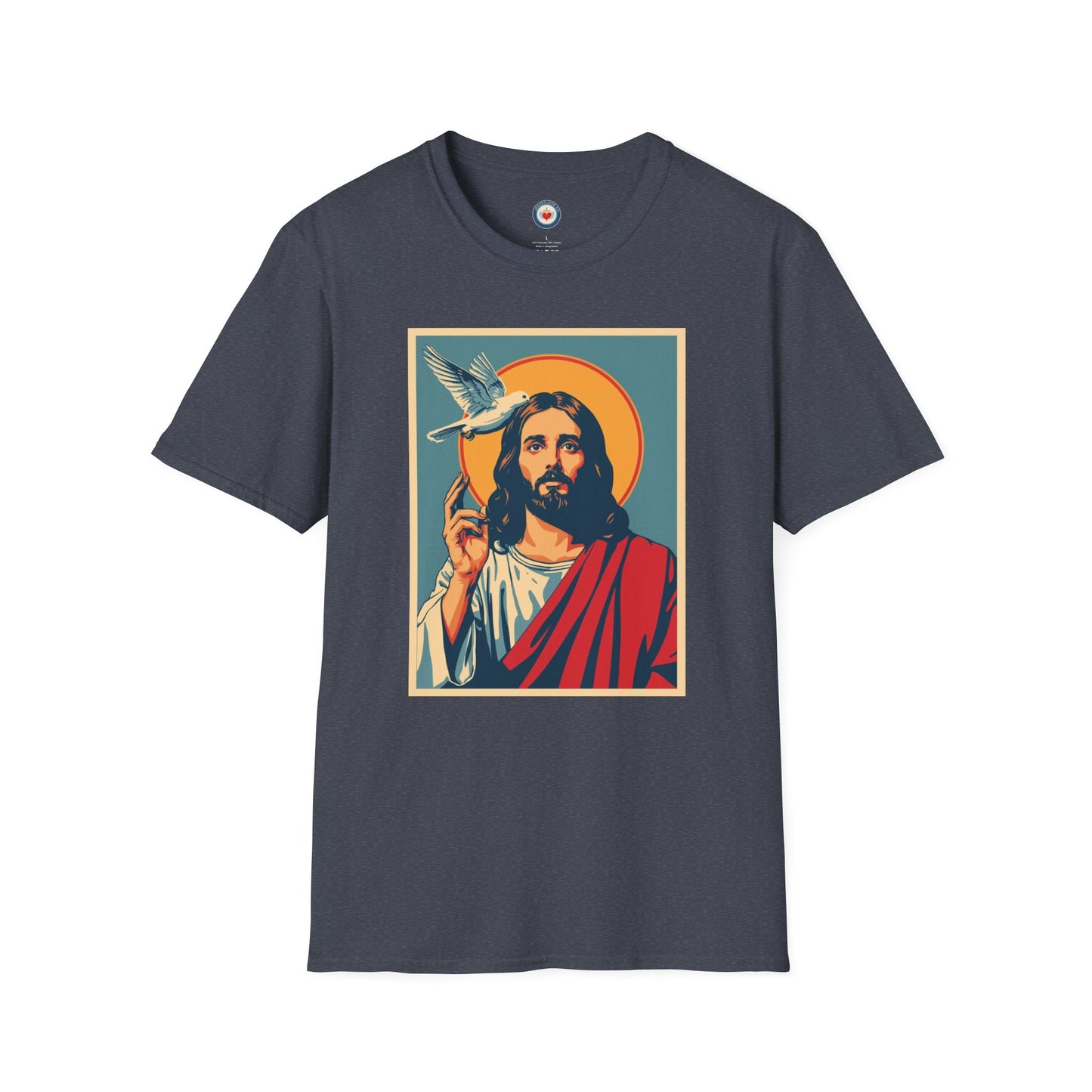 Jesus with Dove Graphic T-Shirt – Retro Halo Christian Tee
