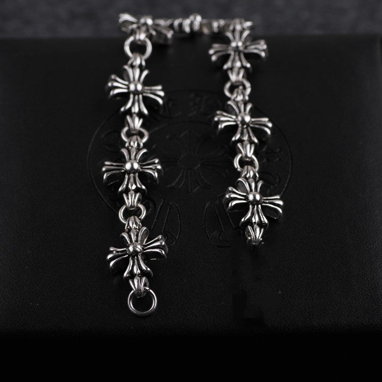 Adjustable Silver Cross Bracelet