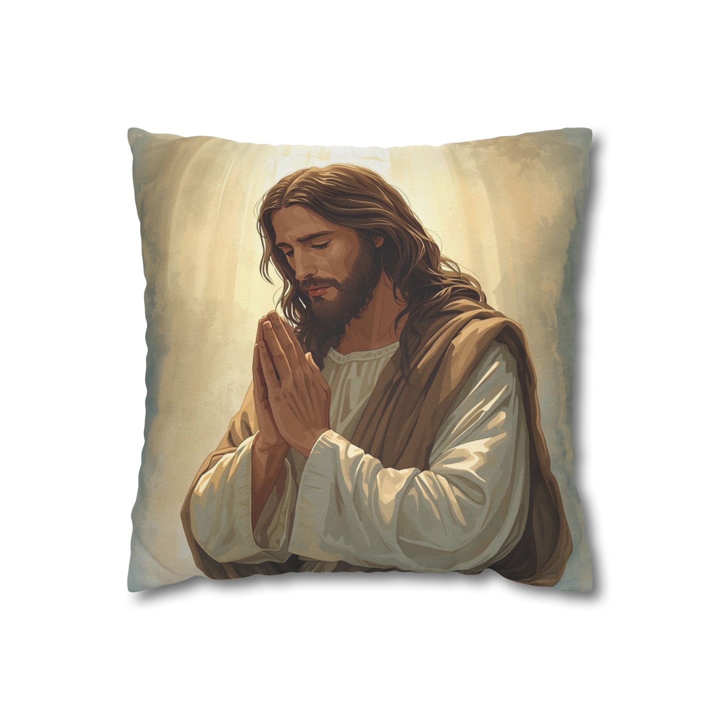 Jesus Praying Decorative Pillowcase — Religious Christian Throw Pillow Cover