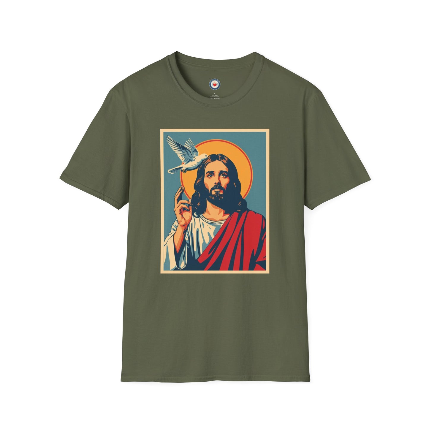 Jesus with Dove Graphic T-Shirt – Retro Halo Christian Tee