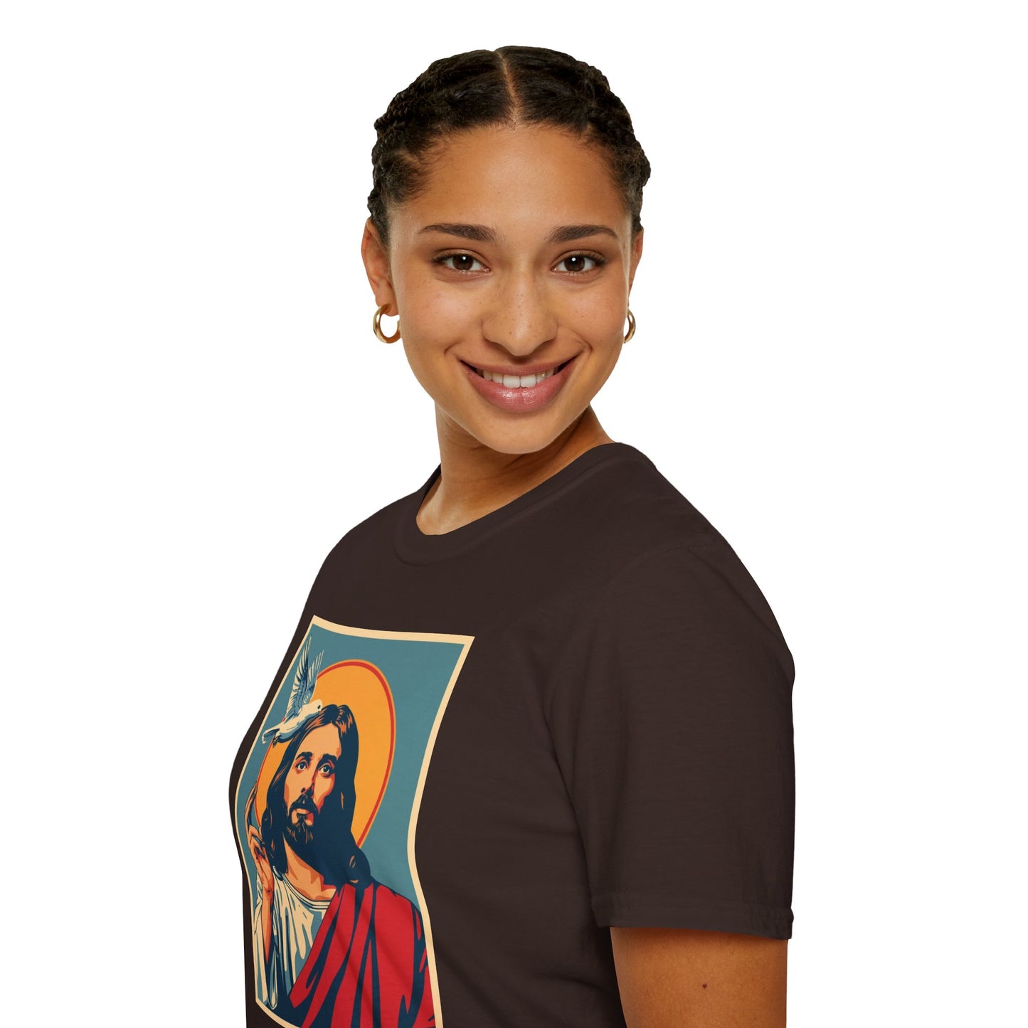 Jesus with Dove Graphic T-Shirt – Retro Halo Christian Tee