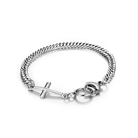 Steel Cross-shaped Cuban chain Bracelet Christian Jewelry
