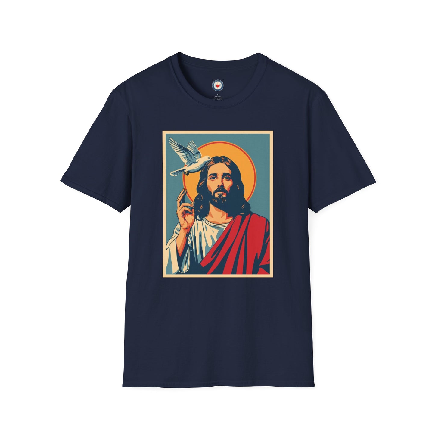 Jesus with Dove Graphic T-Shirt – Retro Halo Christian Tee