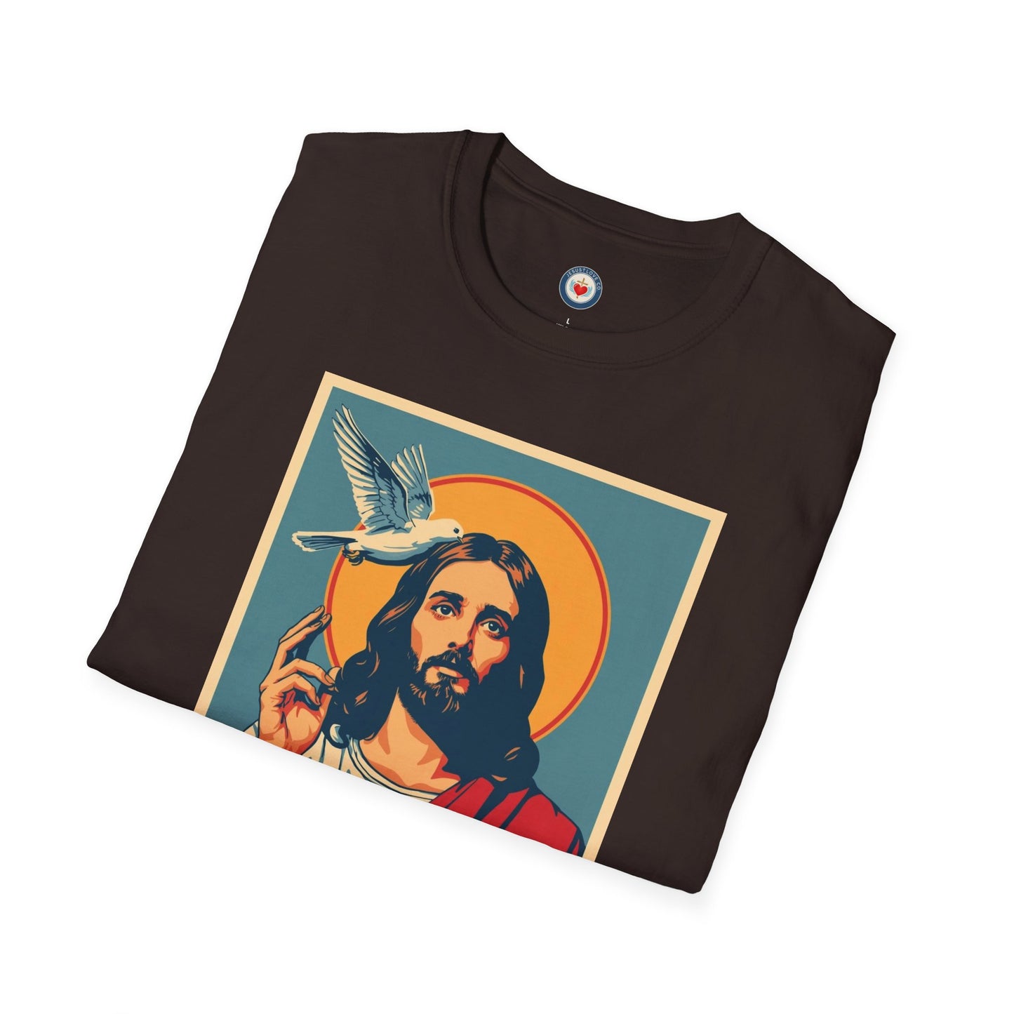 Jesus with Dove Graphic T-Shirt – Retro Halo Christian Tee