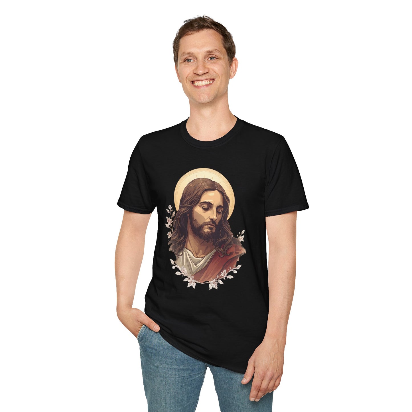 Jesus Portrait Oil Art T-Shirt — Religious Christian Graphic Tee