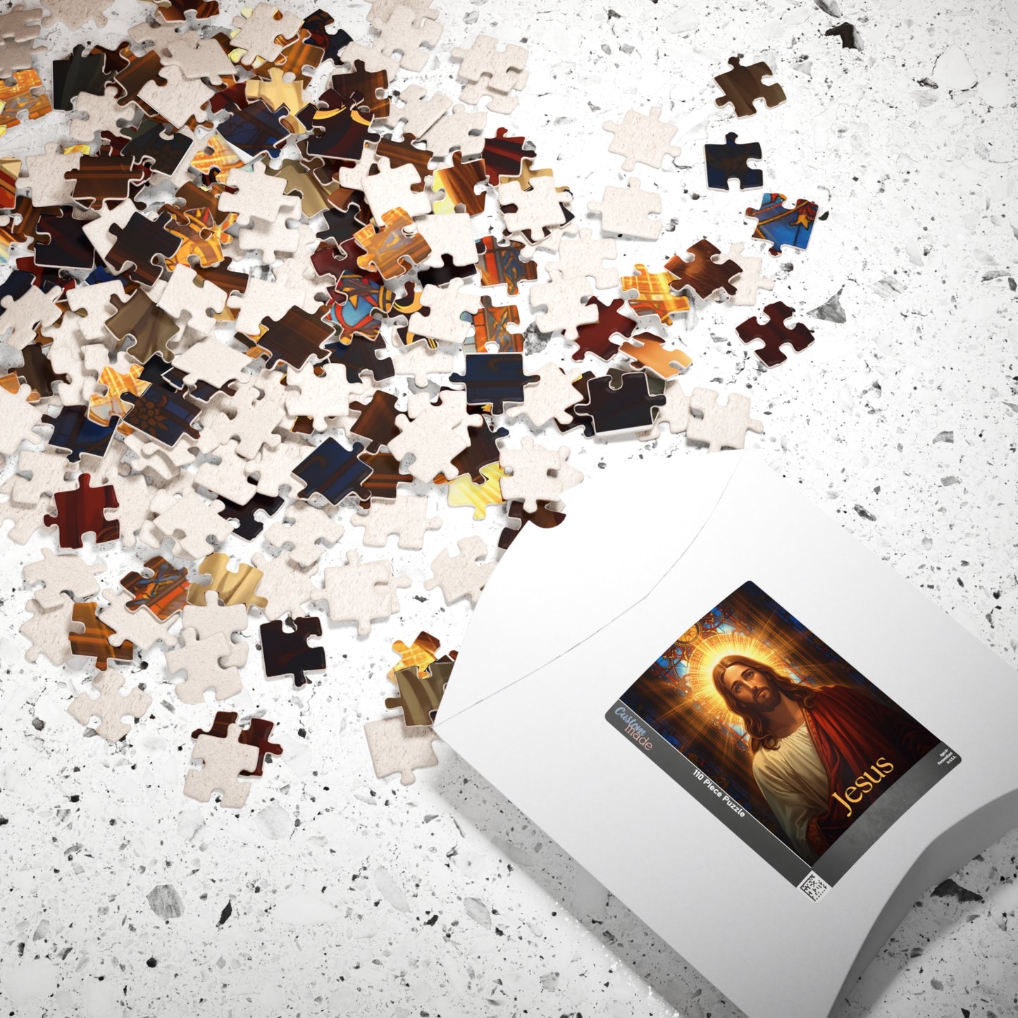 Jesus Portrait Puzzle Glass Art — (110/252/520/1014 pcs)