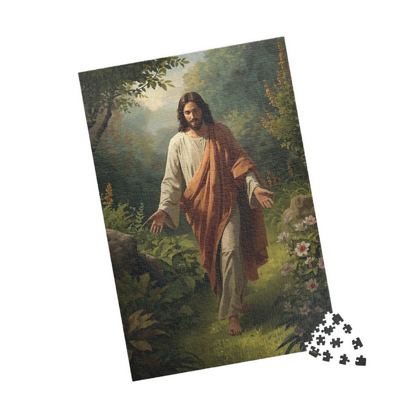 Jesus Walking in Garden Puzzle — Christian Religious Jigsaw (110/252/520/1014 pcs)