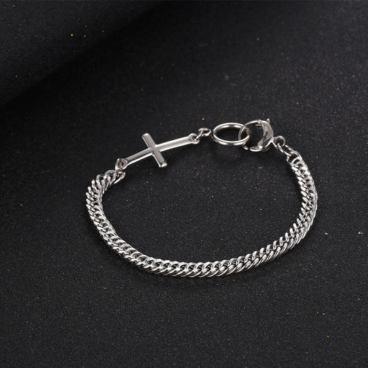 Steel Cross-shaped Cuban chain Bracelet Christian Jewelry