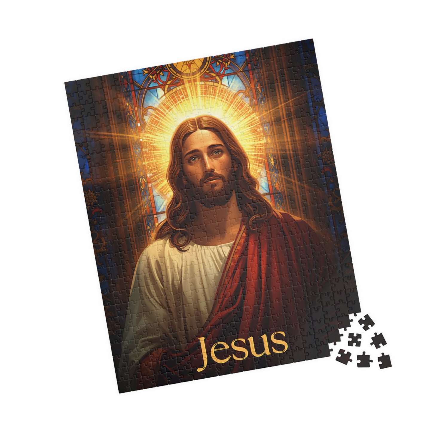 Jesus Portrait Puzzle Glass Art — (110/252/520/1014 pcs)