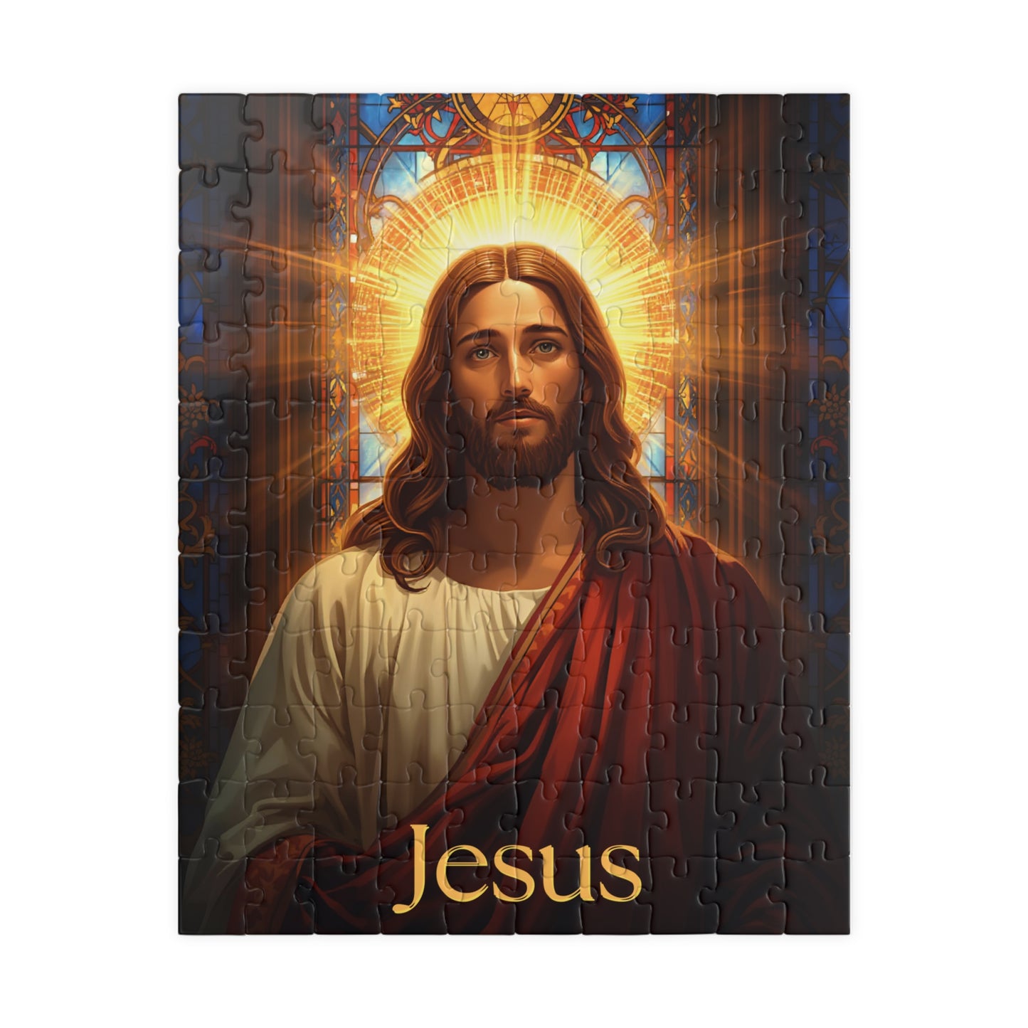 Jesus Portrait Puzzle Glass Art — (110/252/520/1014 pcs)