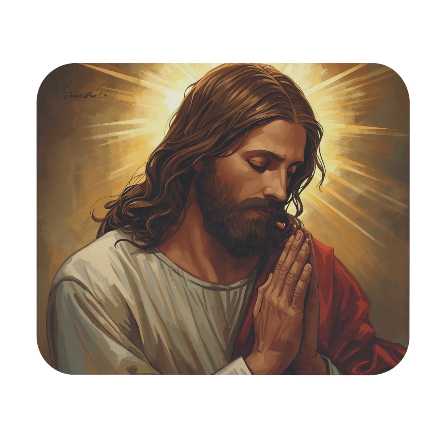 Praying Jesus Mouse Pad — Inspirational Christian Desk Mat for Faithful Gift