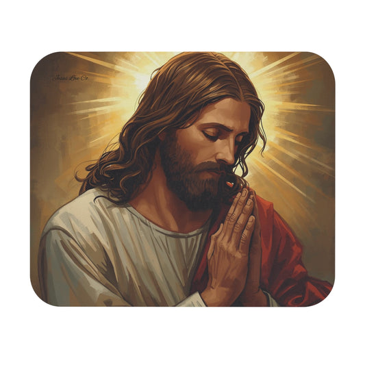 Praying Jesus Mouse Pad — Inspirational Christian Desk Mat for Faithful Gift
