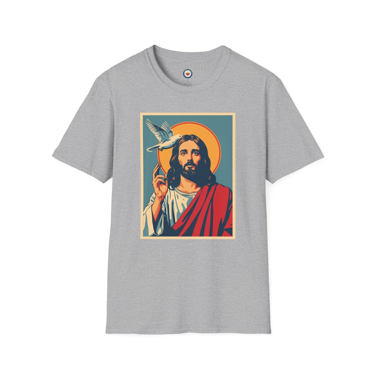 Jesus with Dove Graphic T-Shirt – Retro Halo Christian Tee