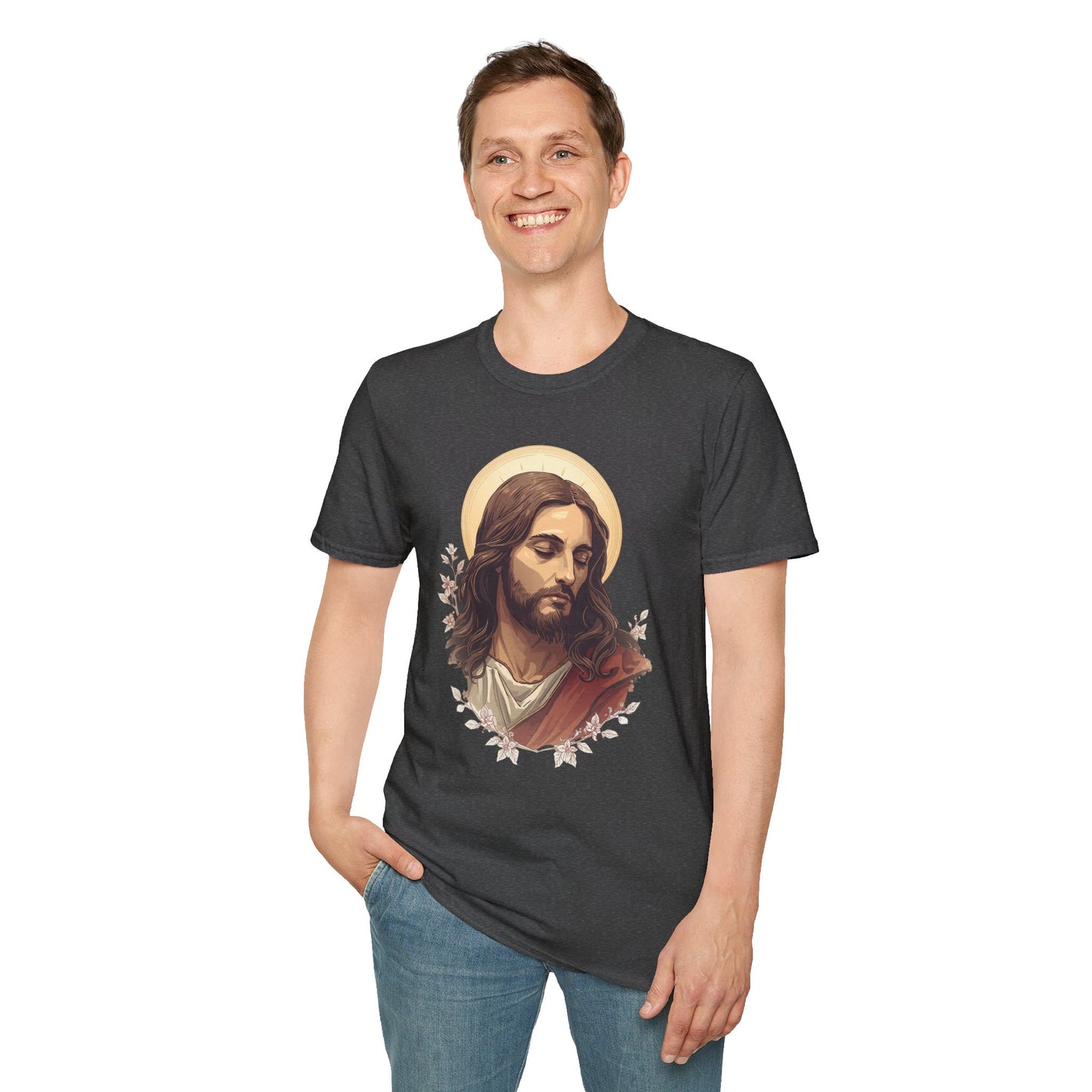 Jesus Portrait Oil Art T-Shirt — Religious Christian Graphic Tee