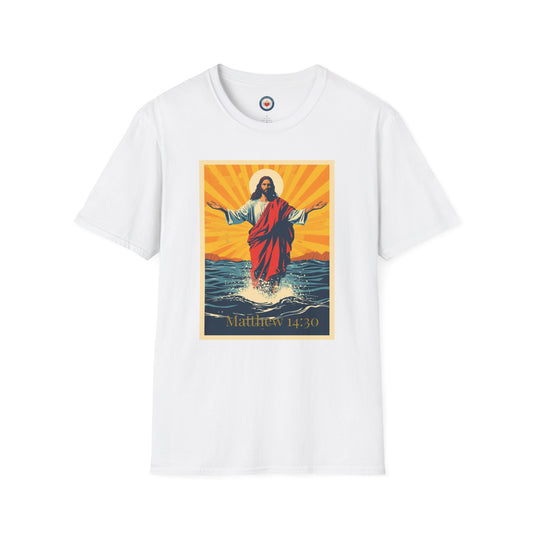 Jesus Walking on Water Pop art T-Shirt – Matthew 14:30 Christian Faith Tee