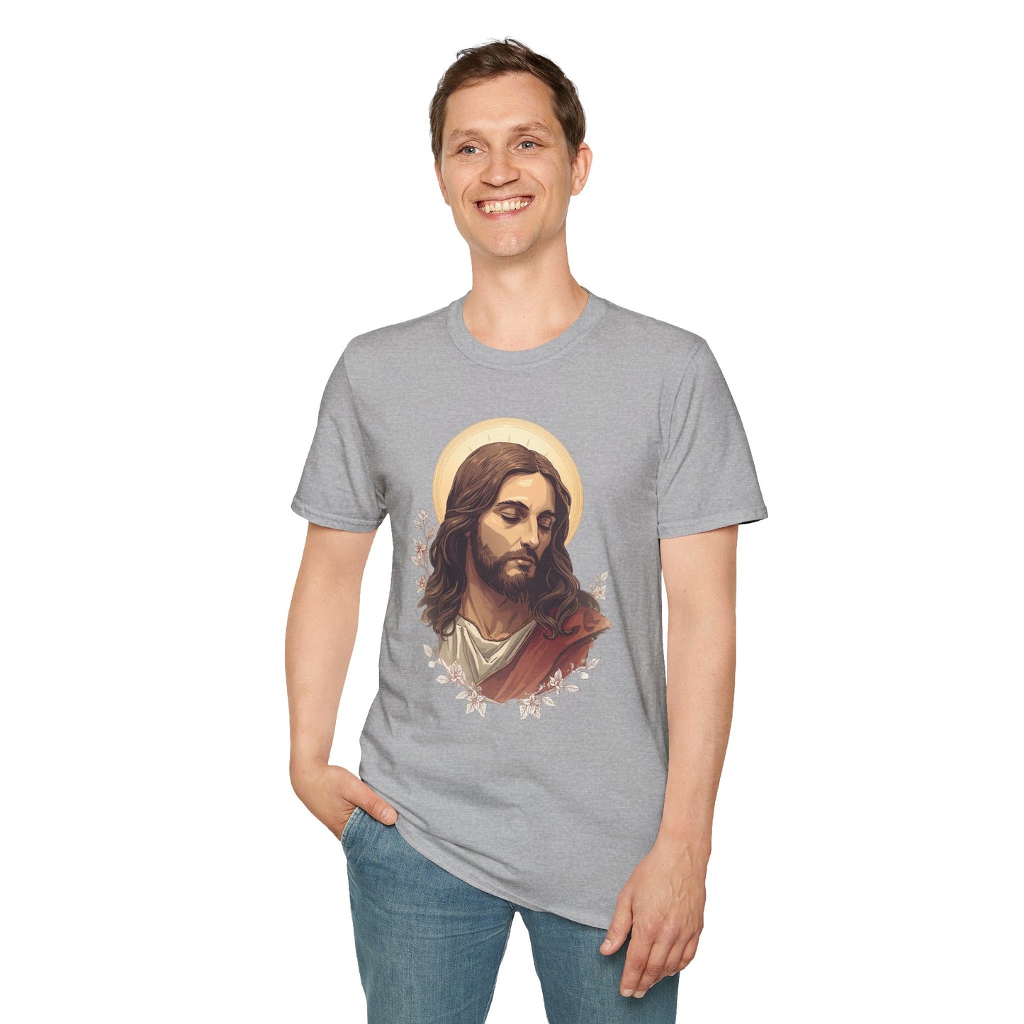 Jesus Portrait Oil Art T-Shirt — Religious Christian Graphic Tee