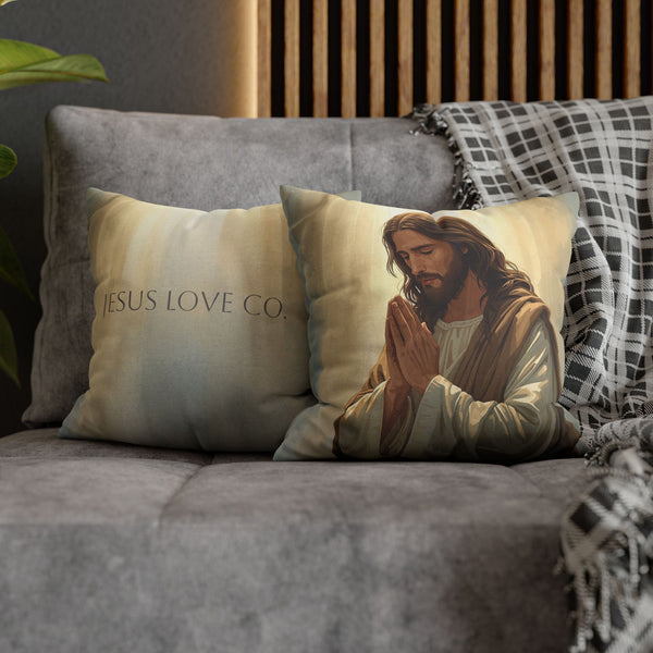 Jesus Praying Decorative Pillowcase — Religious Christian Throw Pillow Cover