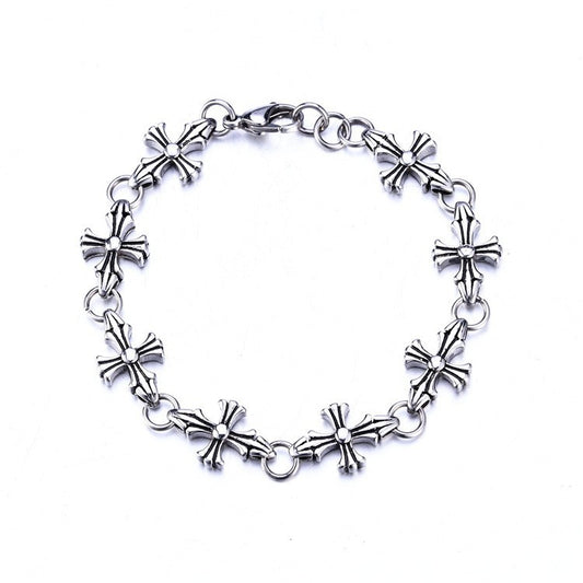 Adjustable Silver Cross Bracelet